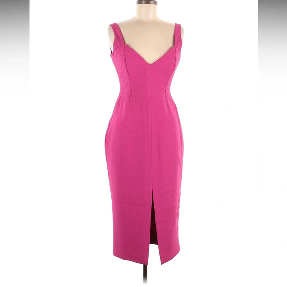 Nicholas Arielle Quilted Midi Slit Dress Pink Size 6 - Picture 2 of 5